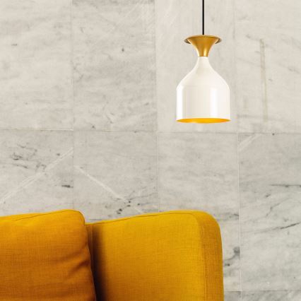 Κρεμαστό φωτιστικό με καλώδιο SIVANI 1xE27/40W/230V λευκό/χάλκινο
