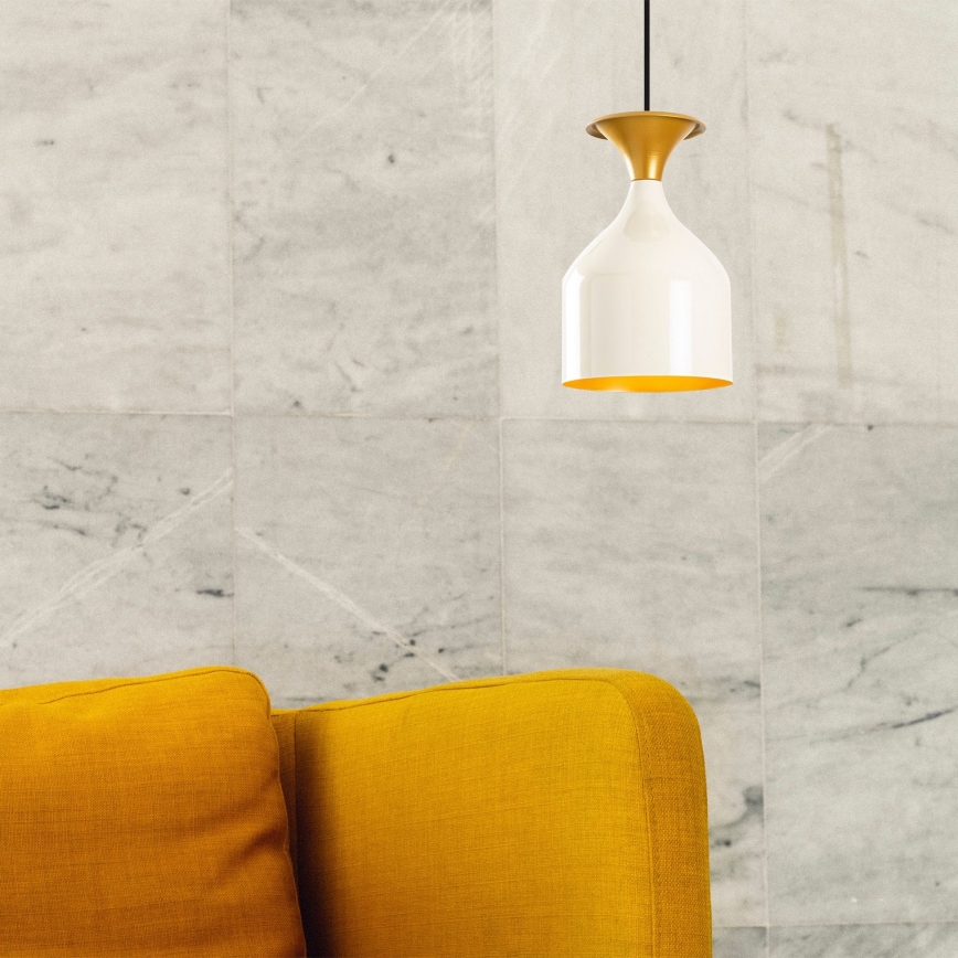 Κρεμαστό φωτιστικό με καλώδιο SIVANI 1xE27/40W/230V λευκό/χάλκινο
