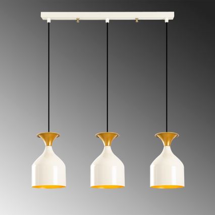 Κρεμαστό φωτιστικό με καλώδιο SIVANI 3xE27/40W/230V λευκό/χάλκινο