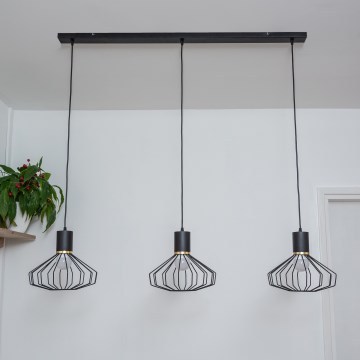 Κρεμαστό φωτιστικό με καλώδιο SOLANO, 3xE27/15W/230V, μαύρο/χρυσό
