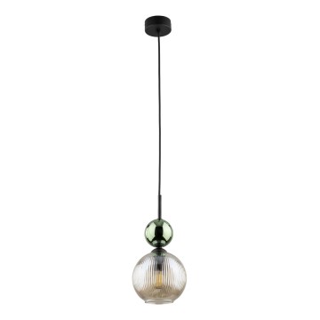 Κρεμαστό φωτιστικό με καλώδιο SOPHIA 1xE14/10W/230V μαύρο/πράσινο/καπνιστό μπεζ