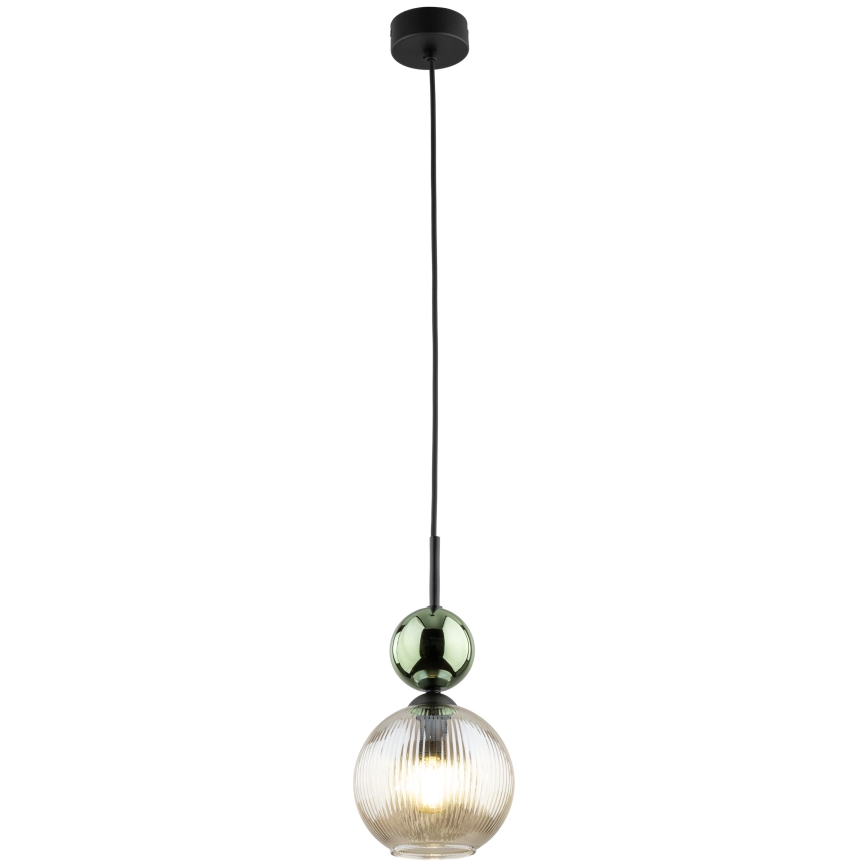 Κρεμαστό φωτιστικό με καλώδιο SOPHIA 1xE14/10W/230V μαύρο/πράσινο/καπνιστό μπεζ