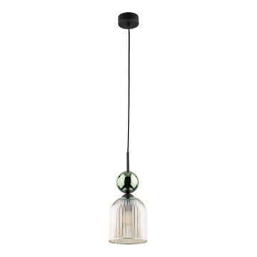 Κρεμαστό φωτιστικό με καλώδιο SOPHIA 1xE14/10W/230V μαύρο/πράσινο/καπνιστό μπεζ