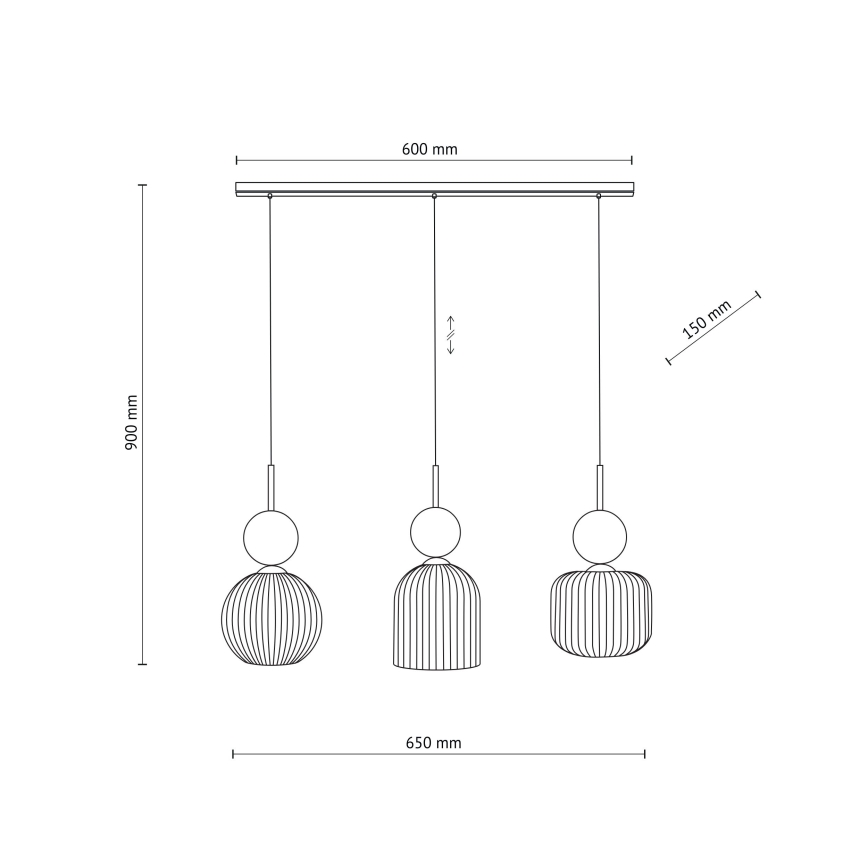 Κρεμαστό φωτιστικό με καλώδιο SOPHIA 3xE14/10W/230V μαύρο/πράσινο/καπνιστό μπεζ