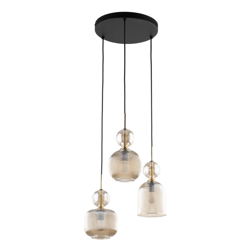 Κρεμαστό φωτιστικό με καλώδιο SOPHIA 3xE14/10W/230V σε μαύρο/καπνιστό μπεζ