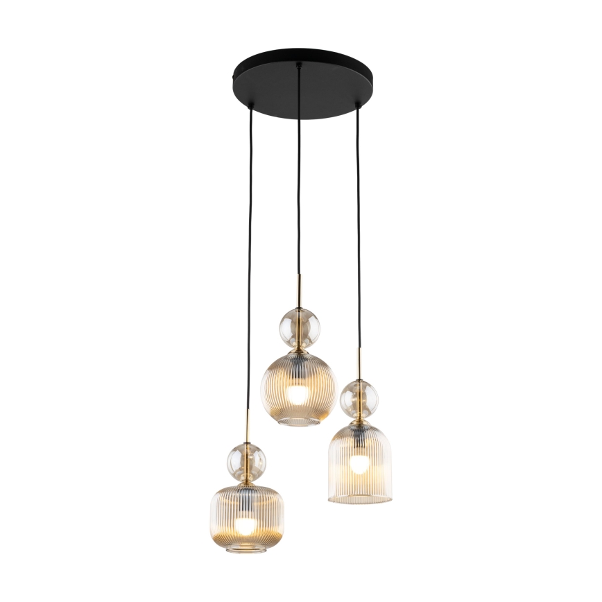 Κρεμαστό φωτιστικό με καλώδιο SOPHIA 3xE14/10W/230V σε μαύρο/καπνιστό μπεζ