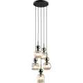 Κρεμαστό φωτιστικό με καλώδιο SOPHIA 5xE14/10W/230V μαύρο/πράσινο/καπνιστό μπεζ
