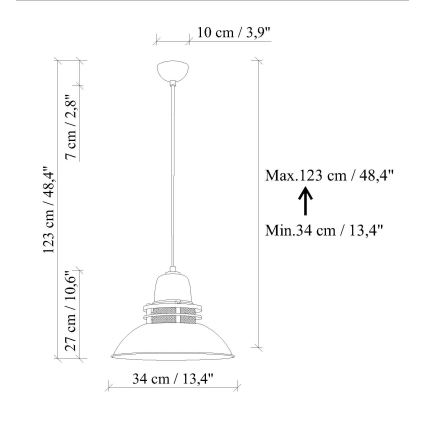 Κρεμαστό φωτιστικό με καλώδιο TIBET 1xE27/40W/230V πορτοκαλί