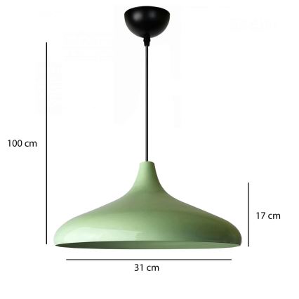 Κρεμαστό φωτιστικό με καλώδιο VULCANO 1xE27/40W/230V πράσινο