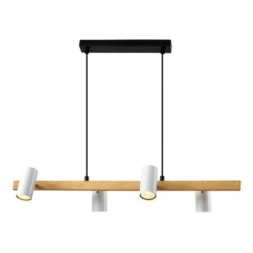 Κρεμαστό φωτιστικό με καλώδιο XILO 4xGU10/25W/230V οξιά/λευκό