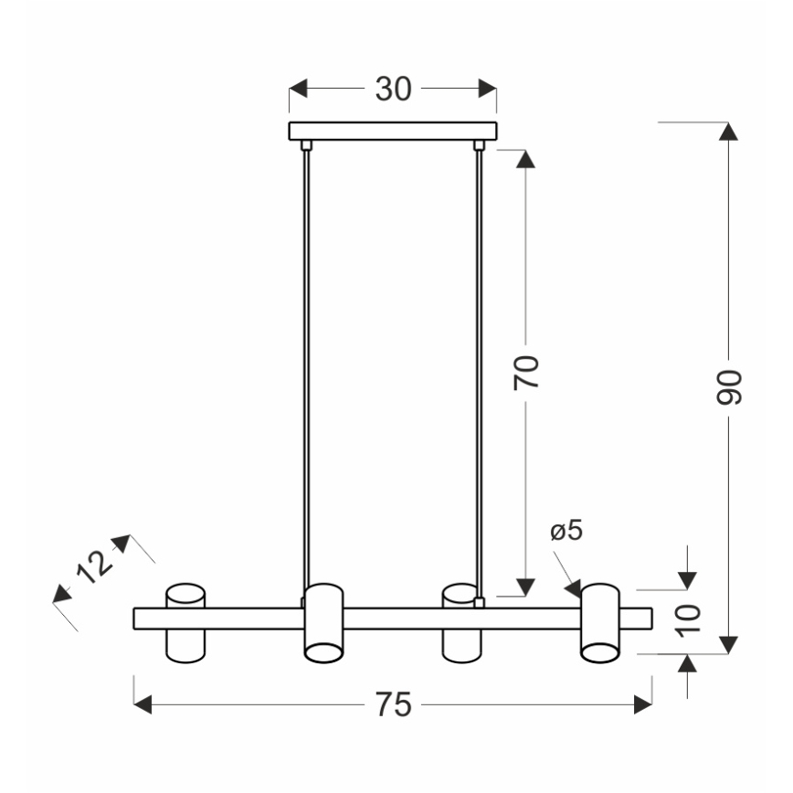 Κρεμαστό φωτιστικό με καλώδιο XILO 4xGU10/25W/230V οξιά/λευκό