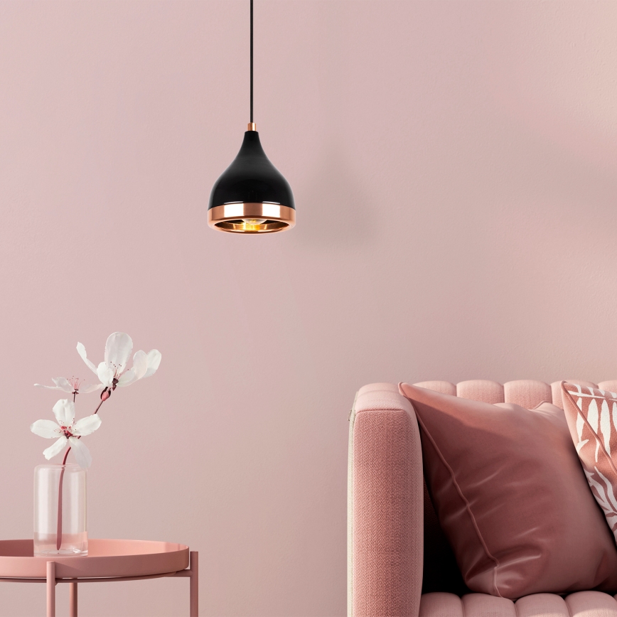 Κρεμαστό φωτιστικό με καλώδιο YILDO 1xE27/40W/230V μαύρο/χάλκινο