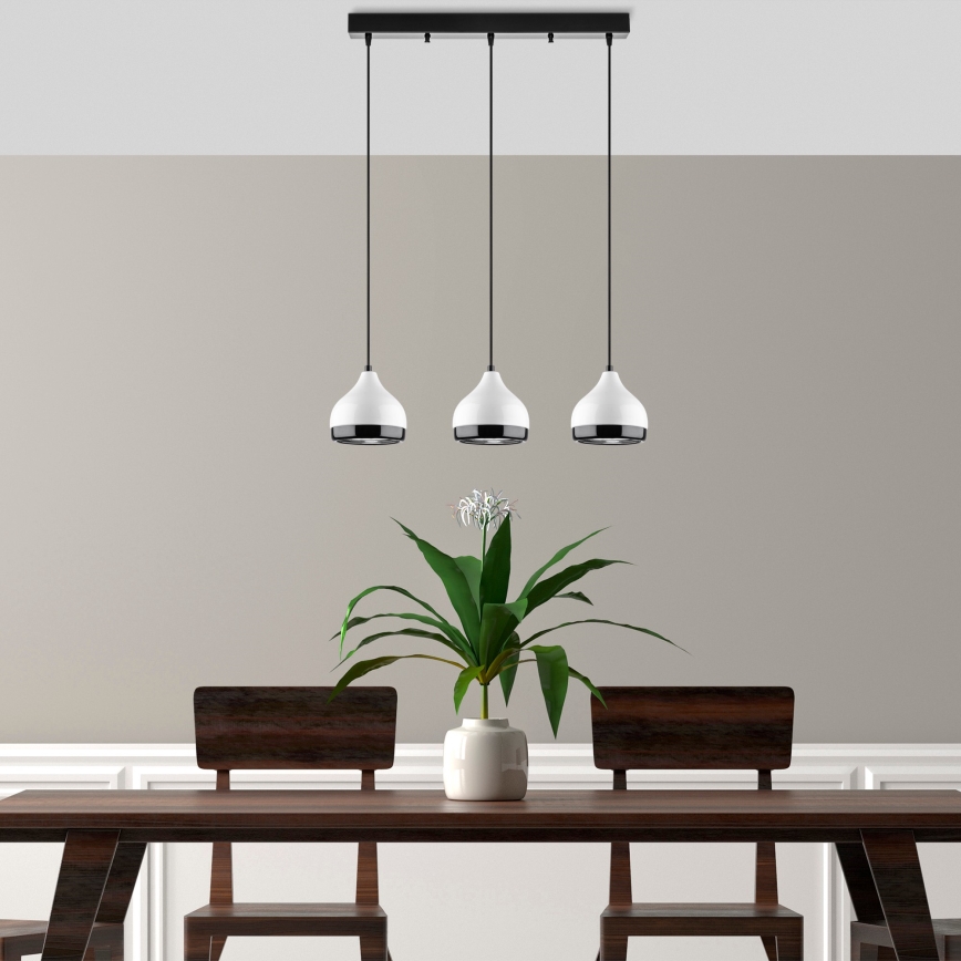 Κρεμαστό φωτιστικό με καλώδιο YILDO 3xE27/40W/230V λευκό/μαύρο