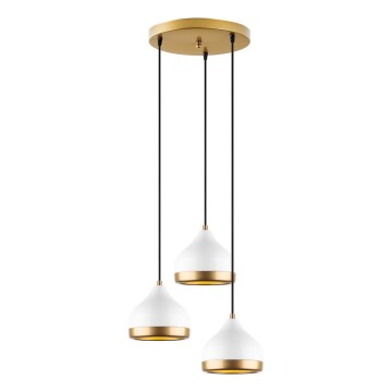 Κρεμαστό φωτιστικό με καλώδιο YILDO 3xE27/40W/230V λευκό/χρυσό