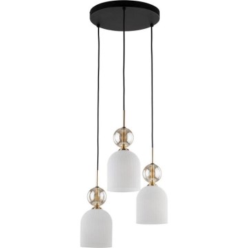 Κρεμαστό φωτιστικό με σύρμα SOPHIA 3xE14/10W/230V μαύρο/καπνιστό μπεζ/λευκό