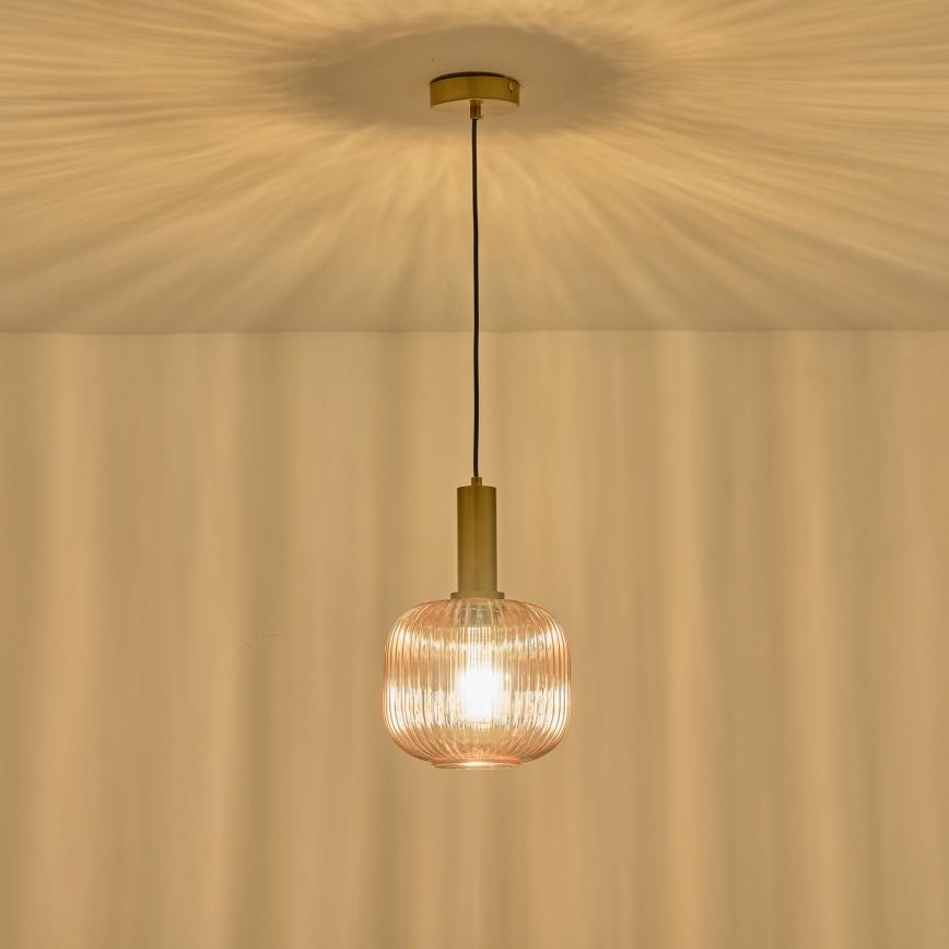 Κρεμαστό φωτιστικό οροφής 1xE27/15W/230V καφέ διάμετρος 20 cm
