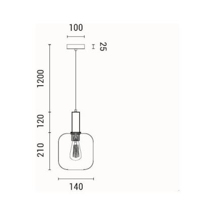 Κρεμαστό φωτιστικό οροφής 1xE27/15W/230V κόκκινο/φιμέ διάμετρος 20 cm