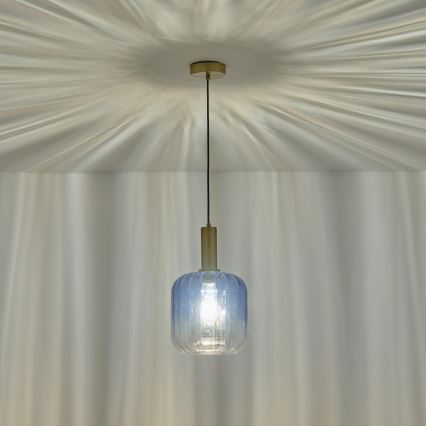 Κρεμαστό φωτιστικό οροφής 1xE27/15W/230V μπλε/φιμέ διάμετρος 20 cm