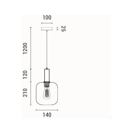 Κρεμαστό φωτιστικό οροφής 1xE27/15W/230V μπλε/φιμέ διάμετρος 20 cm