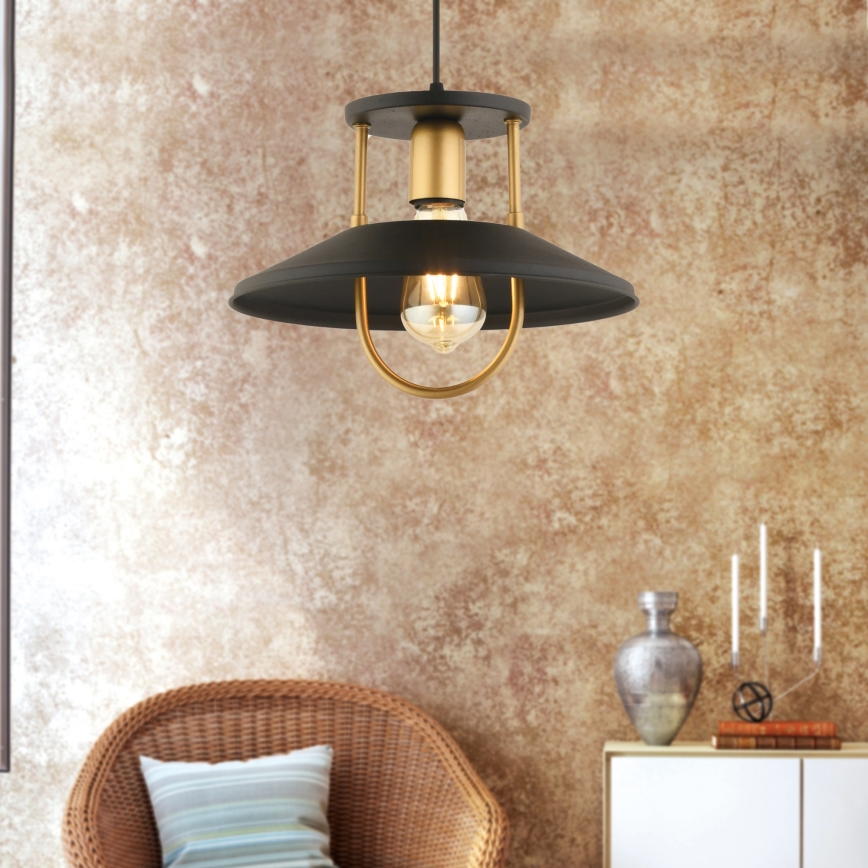 Κρεμαστό φωτιστικό οροφής 1xE27/40W/230V μαύρο/χρυσό