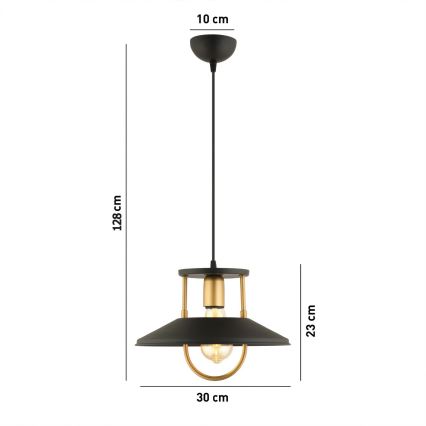 Κρεμαστό φωτιστικό οροφής 1xE27/40W/230V μαύρο/χρυσό