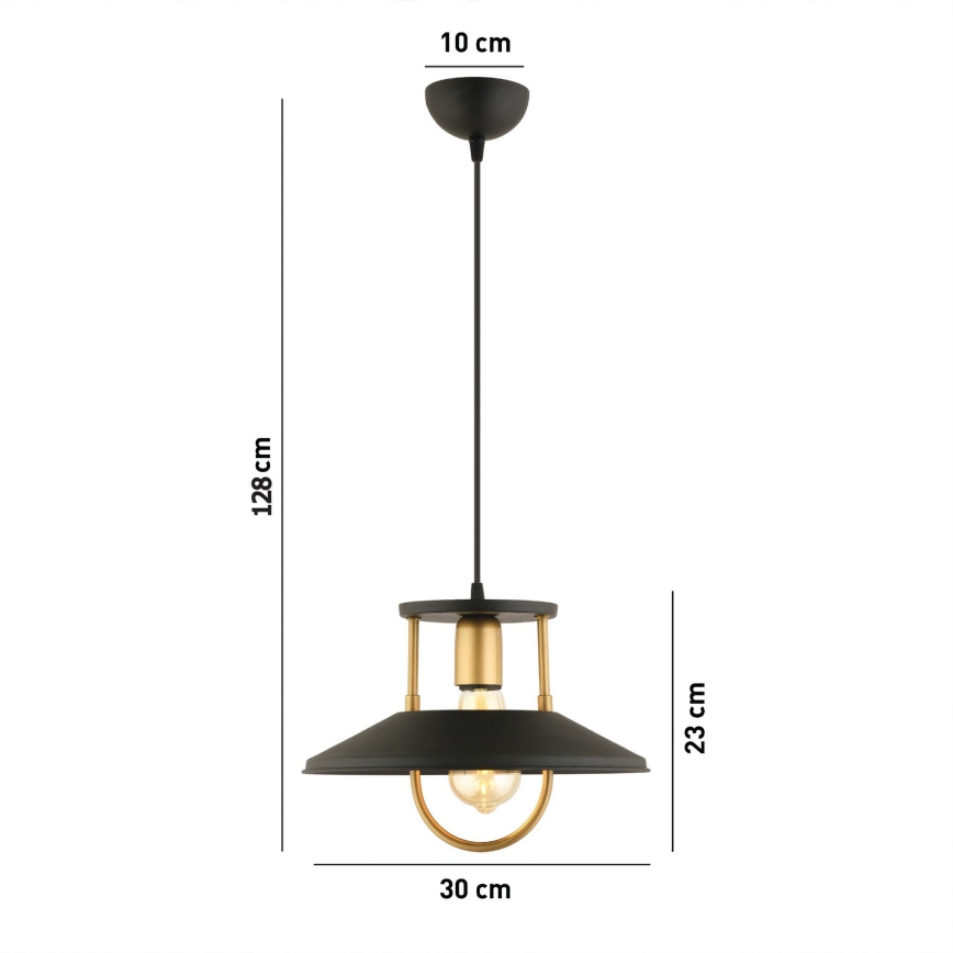 Κρεμαστό φωτιστικό οροφής 1xE27/40W/230V μαύρο/χρυσό