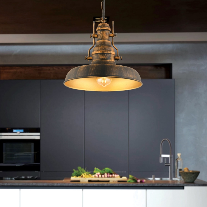 Κρεμαστό φωτιστικό οροφής 1xE27/40W/230V μπρονζέ