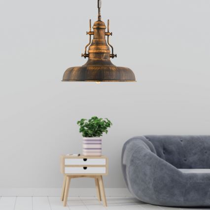 Κρεμαστό φωτιστικό οροφής 1xE27/40W/230V μπρονζέ