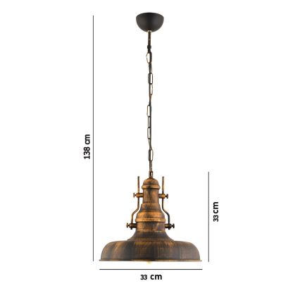Κρεμαστό φωτιστικό οροφής 1xE27/40W/230V μπρονζέ