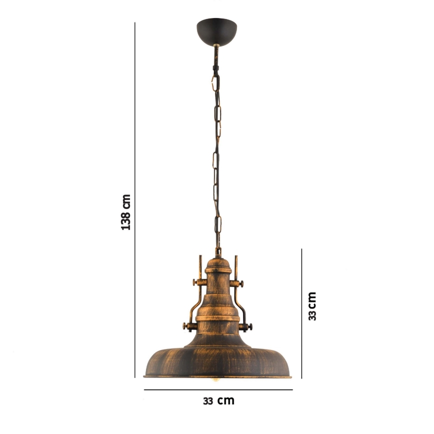 Κρεμαστό φωτιστικό οροφής 1xE27/40W/230V μπρονζέ