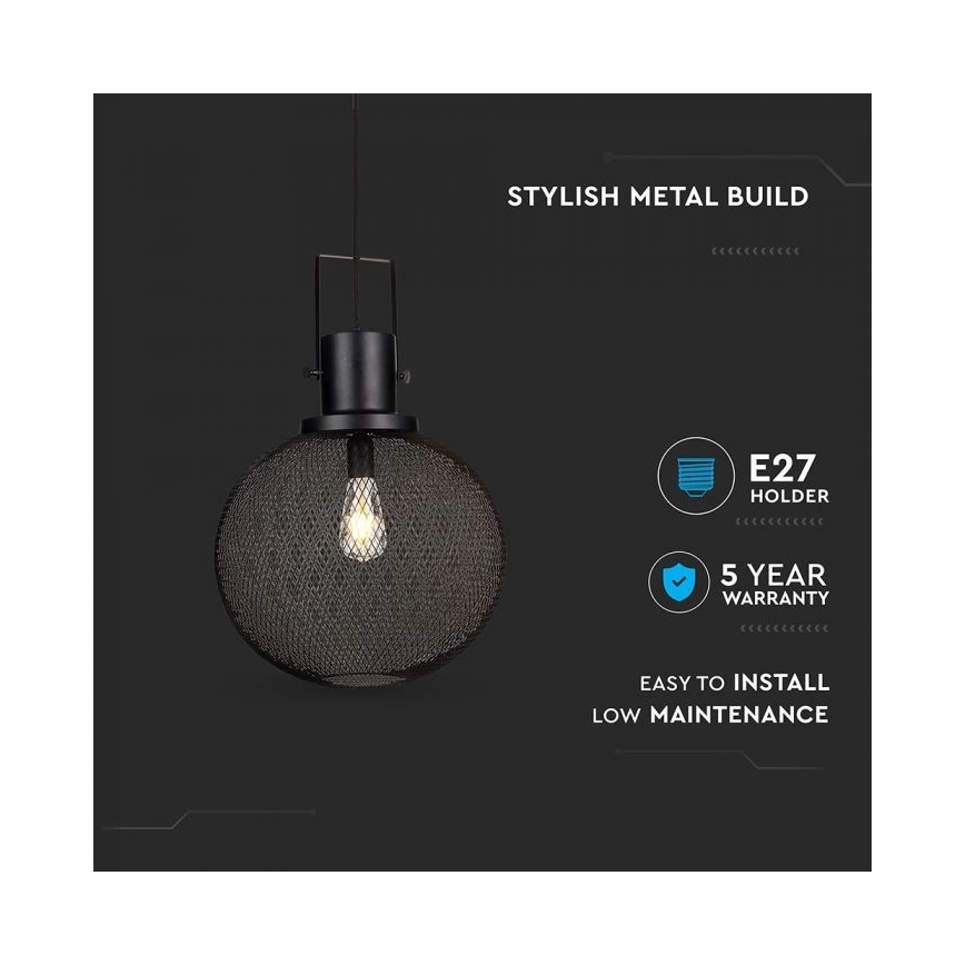 Κρεμαστό φωτιστικό οροφής 1xE27/60W/230V μαύρο