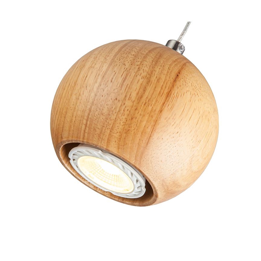 Κρεμαστό φωτιστικό οροφής 1xGU10/10W/230V τέφρα/μασίφ ξύλο καφέ
