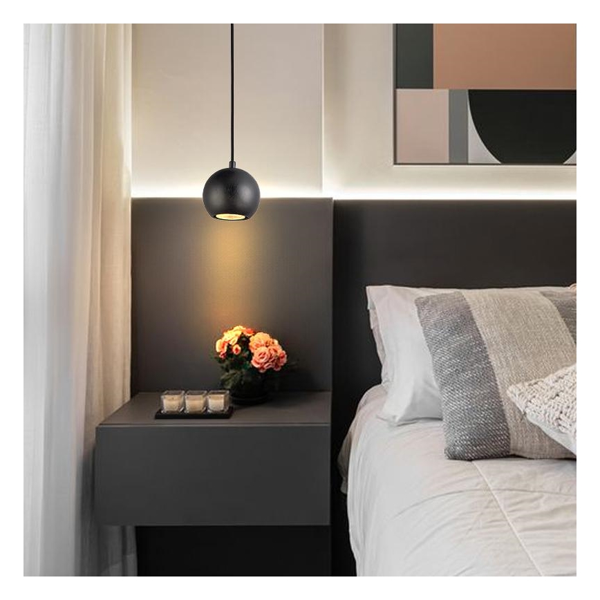 Κρεμαστό φωτιστικό οροφής1xGU10/10W/230V τέφρα/μασίφ ξύλο μαύρο