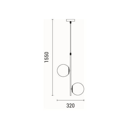 Κρεμαστό φωτιστικό οροφής 2xE27/40W/230V ορείχαλκος