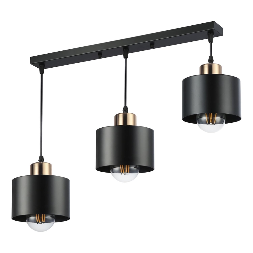 Κρεμαστό φωτιστικό οροφής 3xE27/35W/230V μαύρο/χρυσό