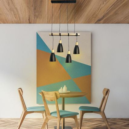 Κρεμαστό φωτιστικό οροφής 4xE27/60W/230V μαύρο