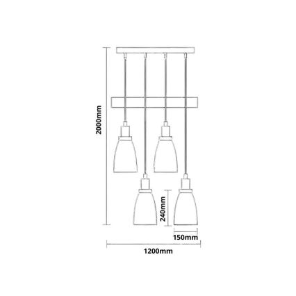 Κρεμαστό φωτιστικό οροφής 4xE27/60W/230V μαύρο