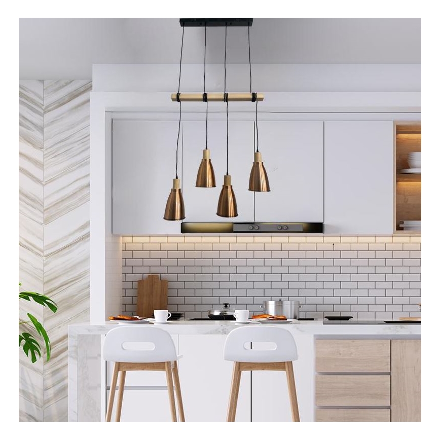 Κρεμαστό φωτιστικό οροφής 4xE27/60W/230V χαλκός