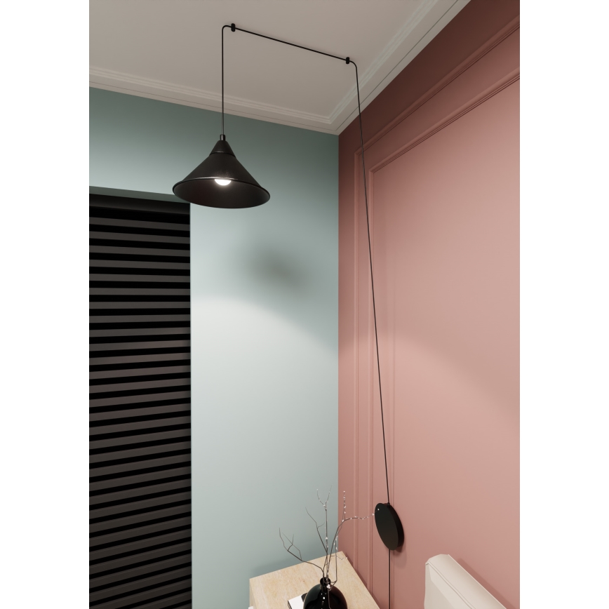 Κρεμαστό φωτιστικό οροφής ABRAMO 1xE27/15W/230V μαύρο