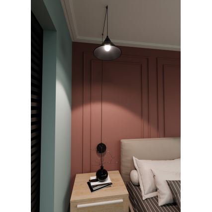 Κρεμαστό φωτιστικό οροφής ABRAMO 1xE27/15W/230V μαύρο