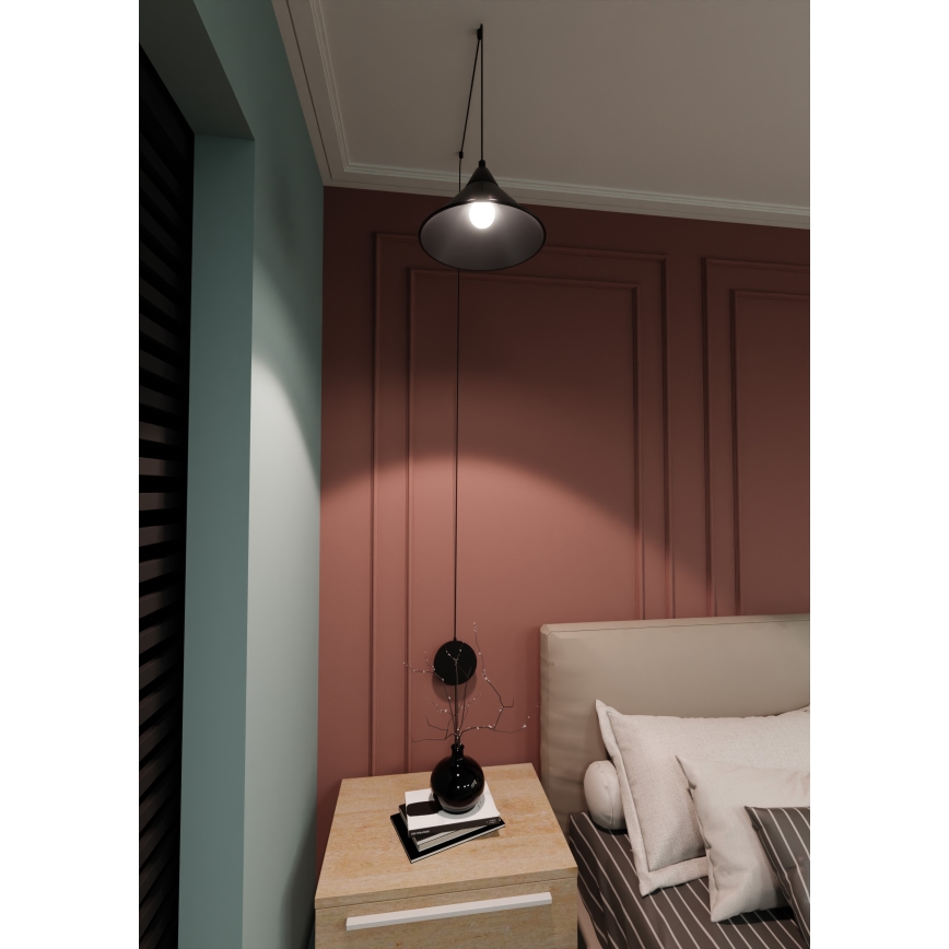 Κρεμαστό φωτιστικό οροφής ABRAMO 1xE27/15W/230V μαύρο