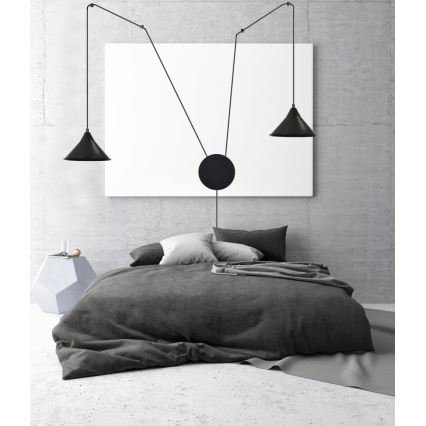 Κρεμαστό φωτιστικό οροφής ABRAMO 2xE27/15W/230V μαύρο