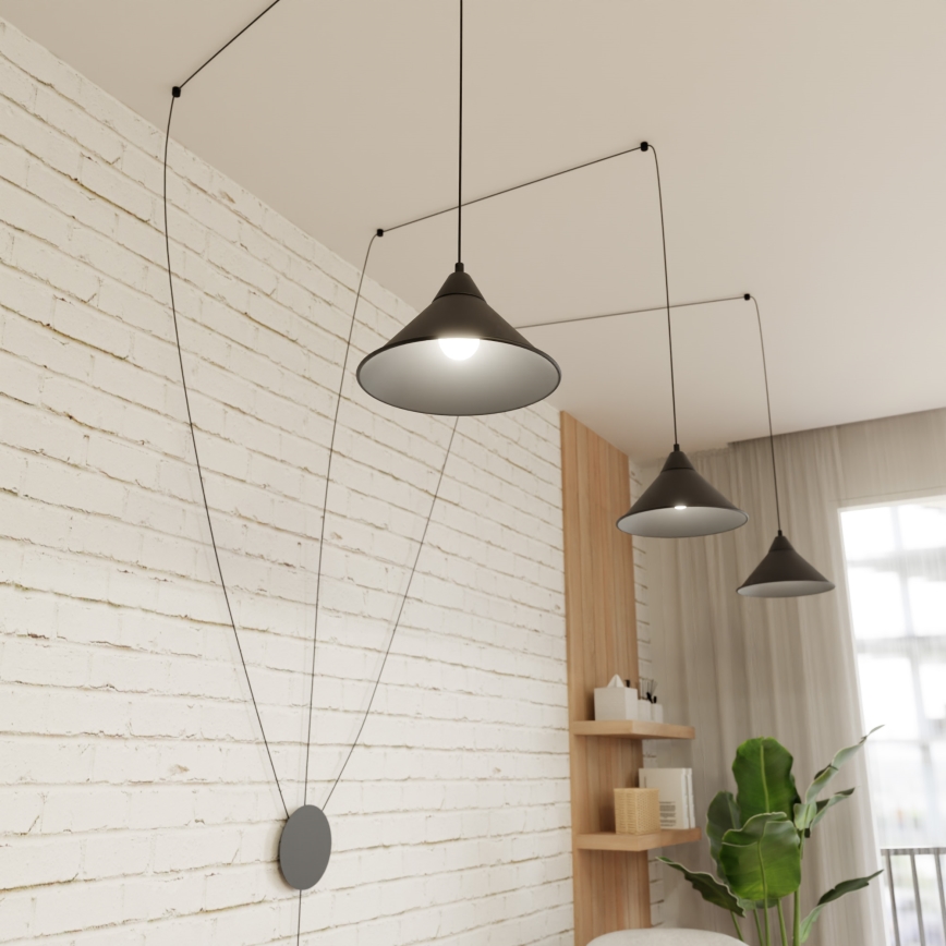 Κρεμαστό φωτιστικό οροφής ABRAMO 3xE27/15W/230V μαύρο