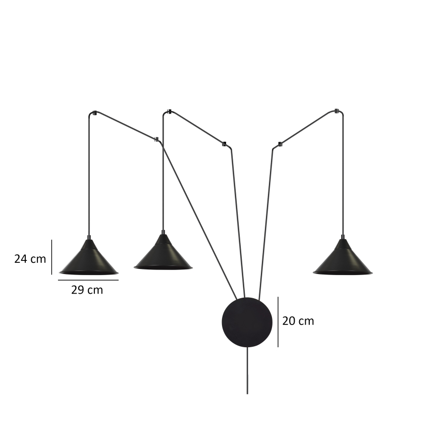 Κρεμαστό φωτιστικό οροφής ABRAMO 3xE27/15W/230V μαύρο