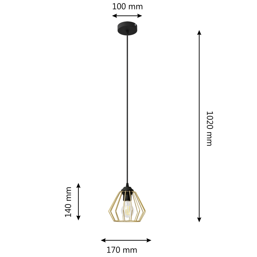 Κρεμαστό φωτιστικό οροφής AGAT 1xE27/15W/230V χρυσαφί/μαύρο