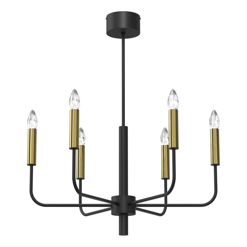 Κρεμαστό φωτιστικό οροφής AKASYA 6xE14/15W/230V μαύρο/χρυσό
