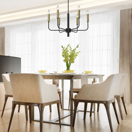 Κρεμαστό φωτιστικό οροφής AKASYA 8xE14/15W/230V μαύρο/χρυσό