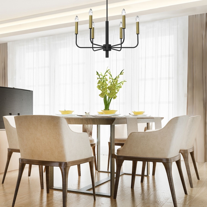 Κρεμαστό φωτιστικό οροφής AKASYA 8xE14/15W/230V μαύρο/χρυσό