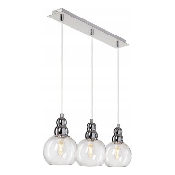 Κρεμαστό φωτιστικό οροφής AKSO 3xE14/40W/230V ασημί