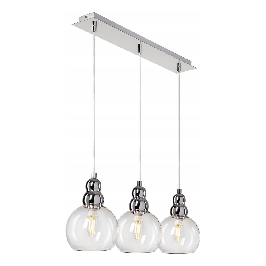 Κρεμαστό φωτιστικό οροφής AKSO 3xE14/40W/230V ασημί
